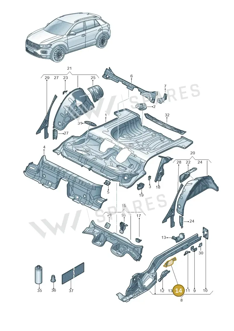 5Q0803458B — Volkswagen T-Roc BlueMotion (2017-2024) diagram 813803100, position 14