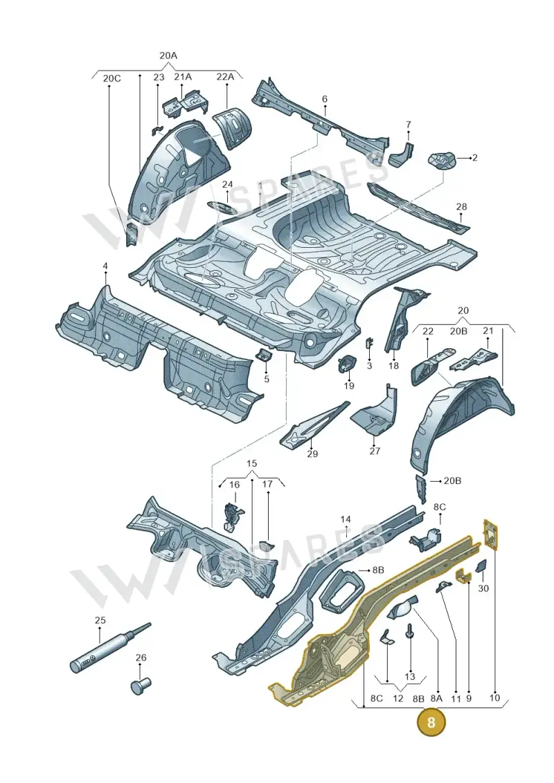 5Q0803501AJ — Volkswagen Golf 2.0 (2016-2020) diagram 745803100, position 8