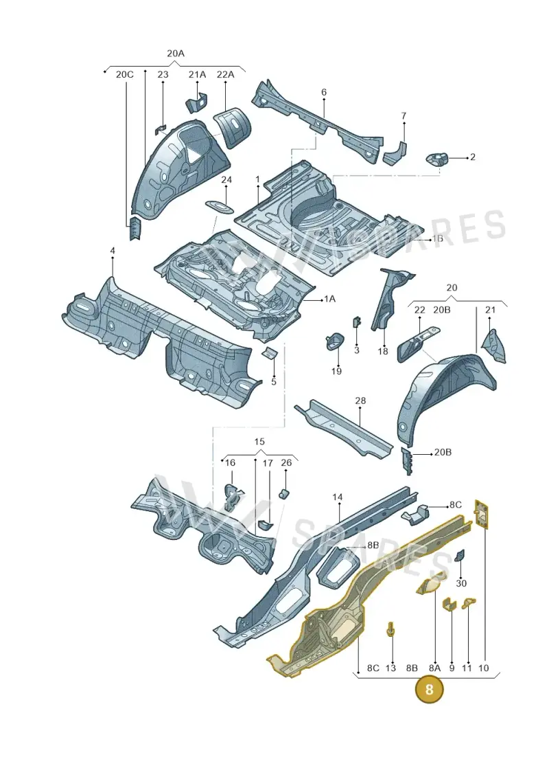 5Q0803501E — Skoda Octavia (2014-2023) diagram 783803100, position 8
