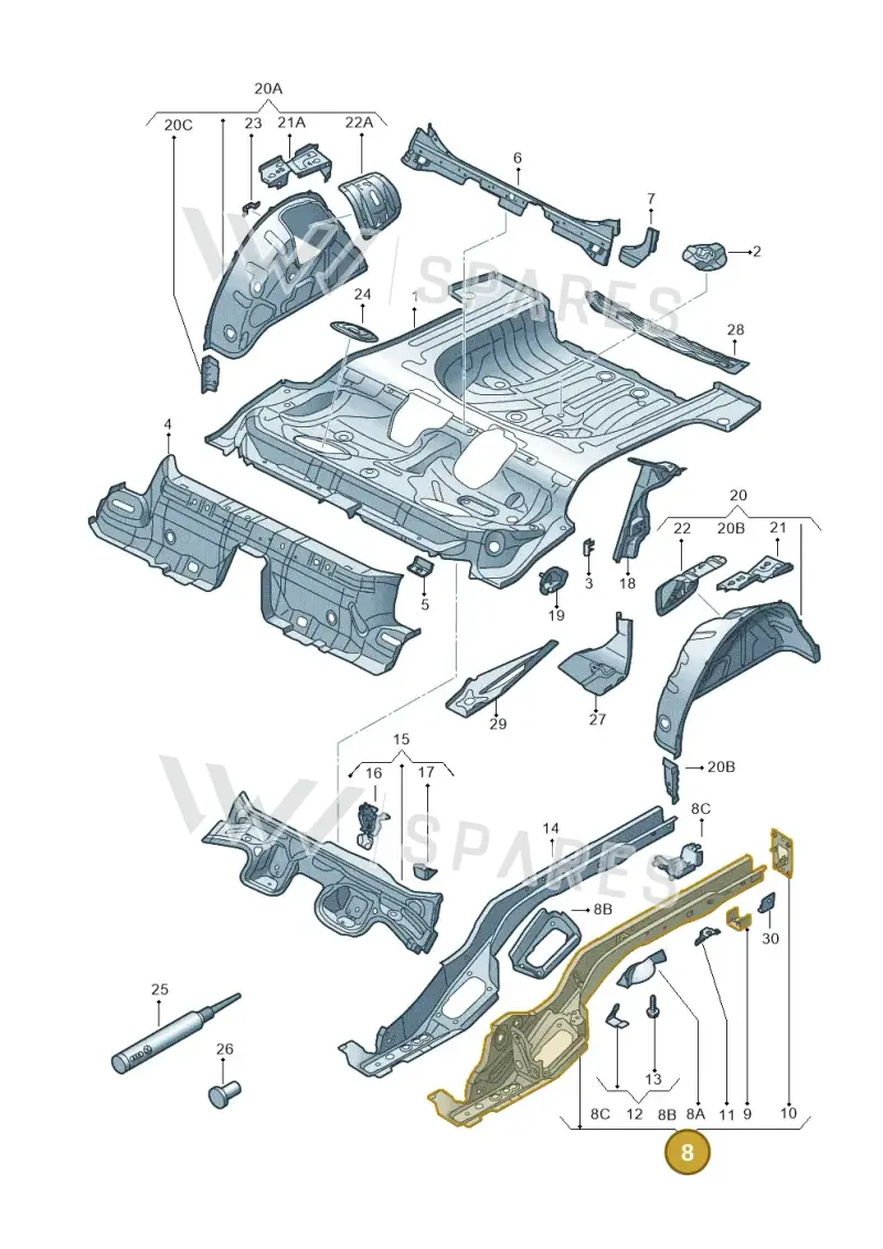5Q0803502AL — Volkswagen Golf 2.0 (2016-2020) diagram 745803100, position 8
