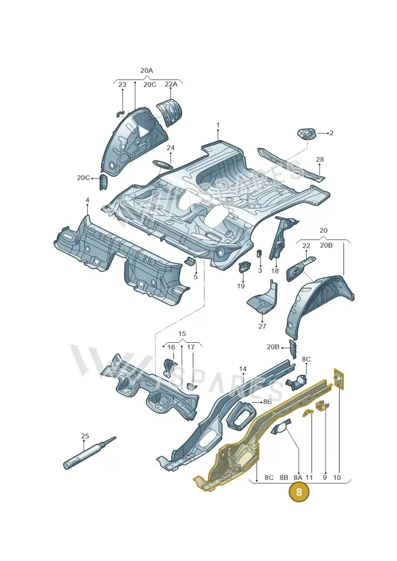 5Q0803502AL — Volkswagen Golf 1.4 (2013-2020) diagram 769803010, position 8