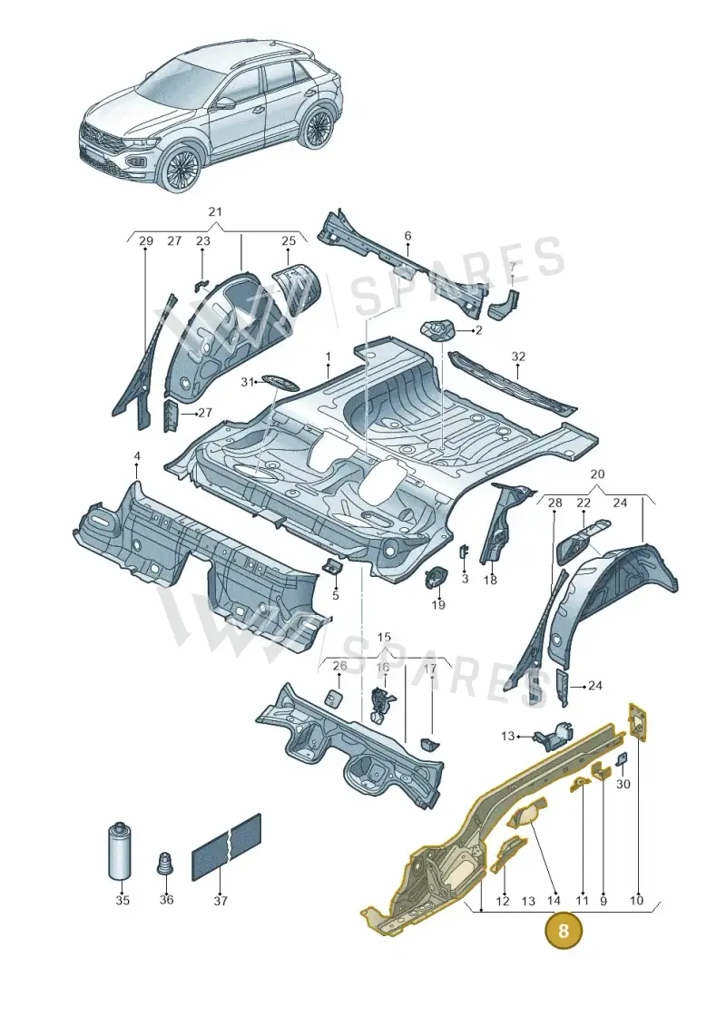 5Q0803502AM — Volkswagen T-Roc BlueMotion (2017-2024) diagram 813803100, position 8