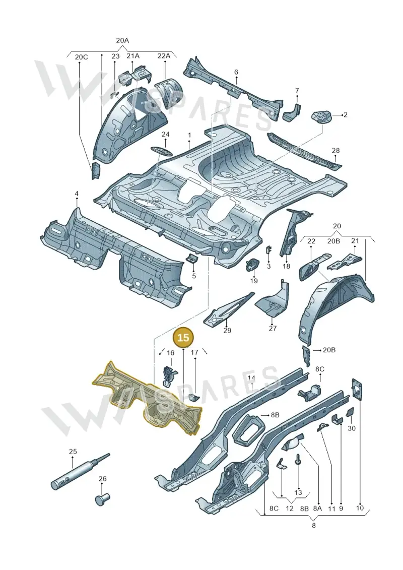 5Q0803531E — Volkswagen Golf 2.0 (2016-2020) diagram 745803100, position 15
