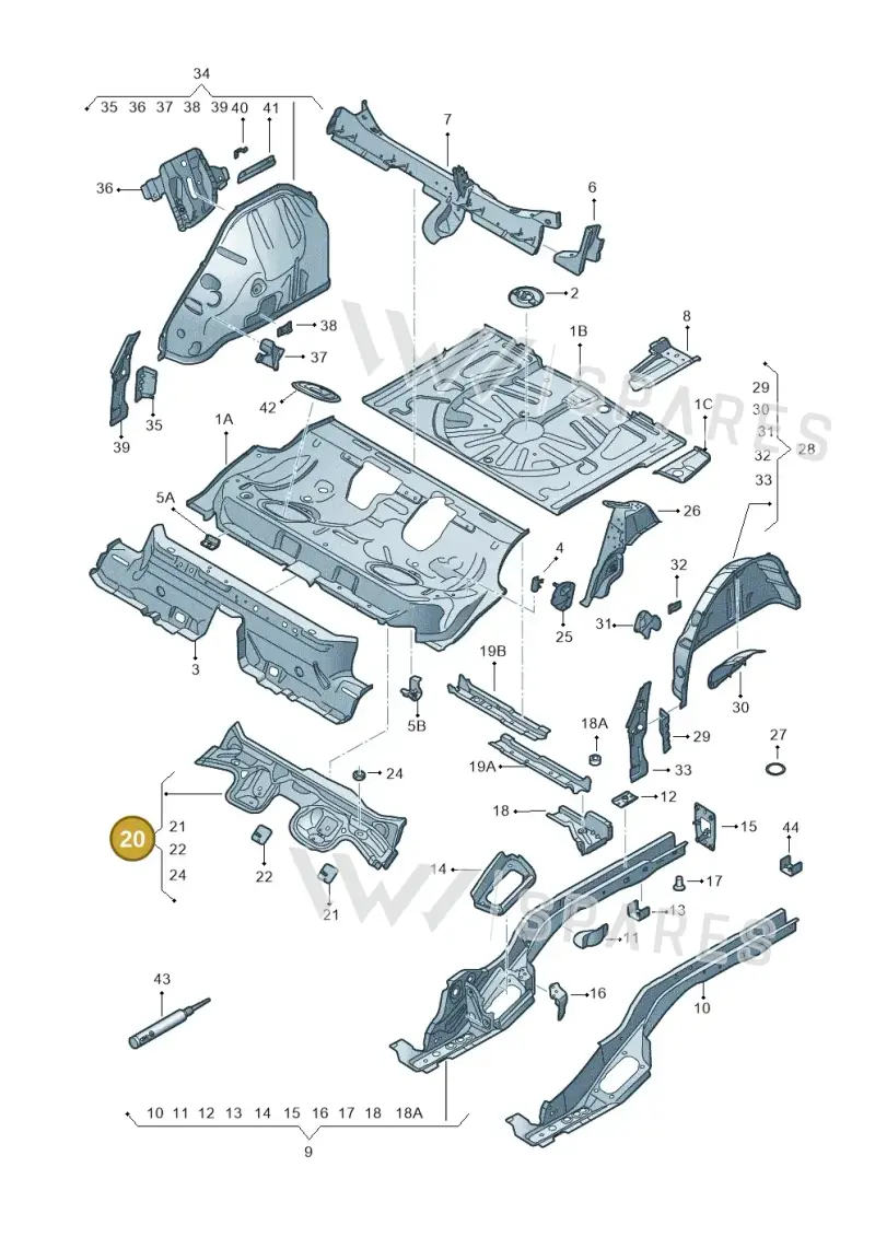 5Q0803531M — Volkswagen Taos 1.4 (2021-2023) diagram 834803020, position 20