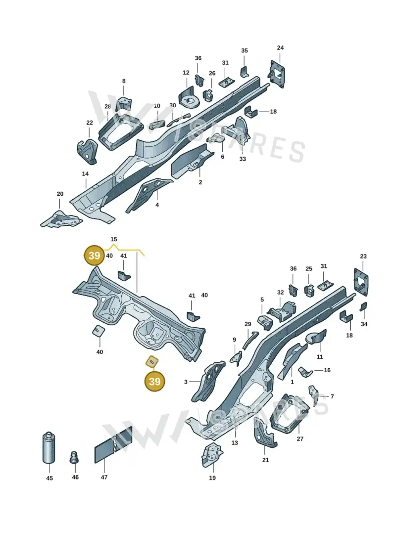 5Q0803621B — Volkswagen T-Roc convertible 1.5 (2019-2024) diagram 2gk803025, position 39