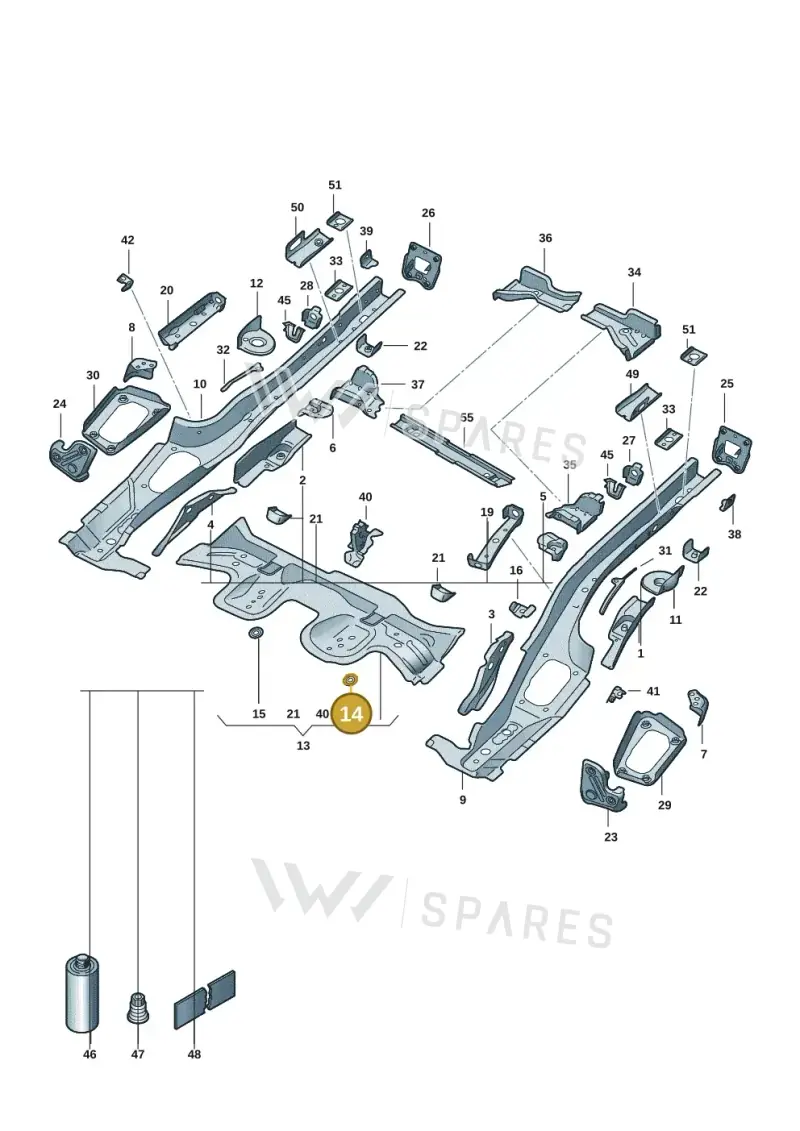 5Q0803621B — Volkswagen Golf 2.0 BlueMotion (2019-2024) diagram 5h0803010, position 14