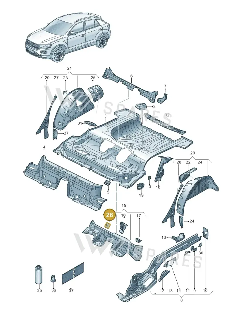 5Q0803622B — Volkswagen T-Roc BlueMotion (2017-2024) diagram 813803100, position 26