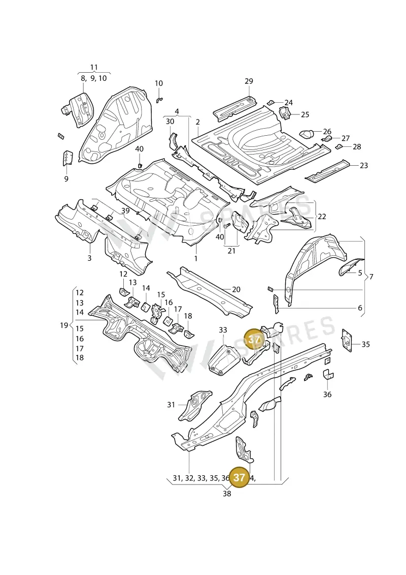 5Q0803773B — Volkswagen Bora (2018-) diagram 437803100, position 37