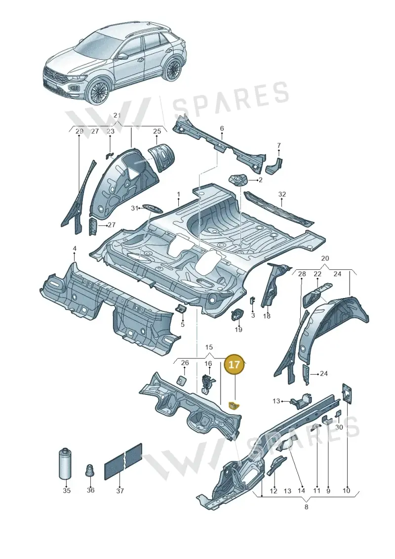 5Q0803781A — Volkswagen T-Roc BlueMotion (2017-2024) diagram 813803100, position 17