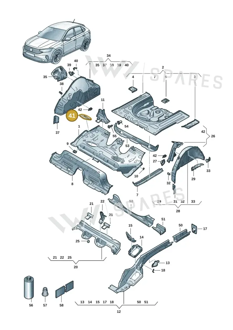 5Q0803961D — Volkswagen Taigo (2021-2024) diagram 2f0803400, position 41