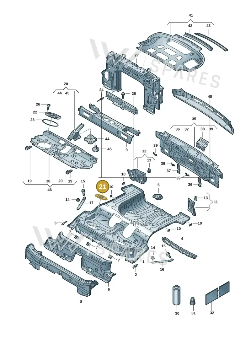 5Q0803961D — Volkswagen T-Roc convertible 1.5 (2019-2024) diagram 2gk803020, position 21
