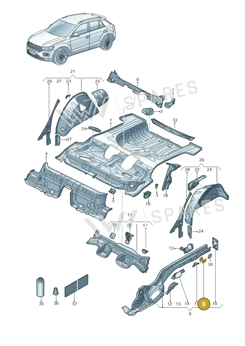 5Q0804025C — Volkswagen T-Roc BlueMotion (2017-2024) diagram 813803100, position 9