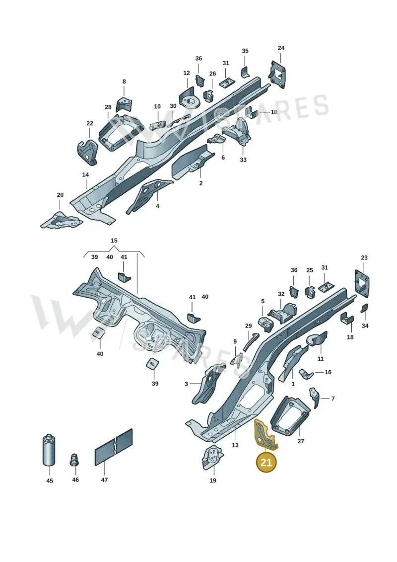 5Q0804141B — Volkswagen T-Roc convertible 1.5 (2019-2024) diagram 2gk803025, position 21