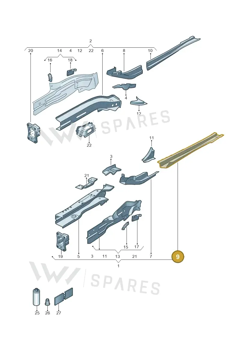 5Q0804455 — Volkswagen Golf 2.0 (2016-2020) diagram 827803000, position 9