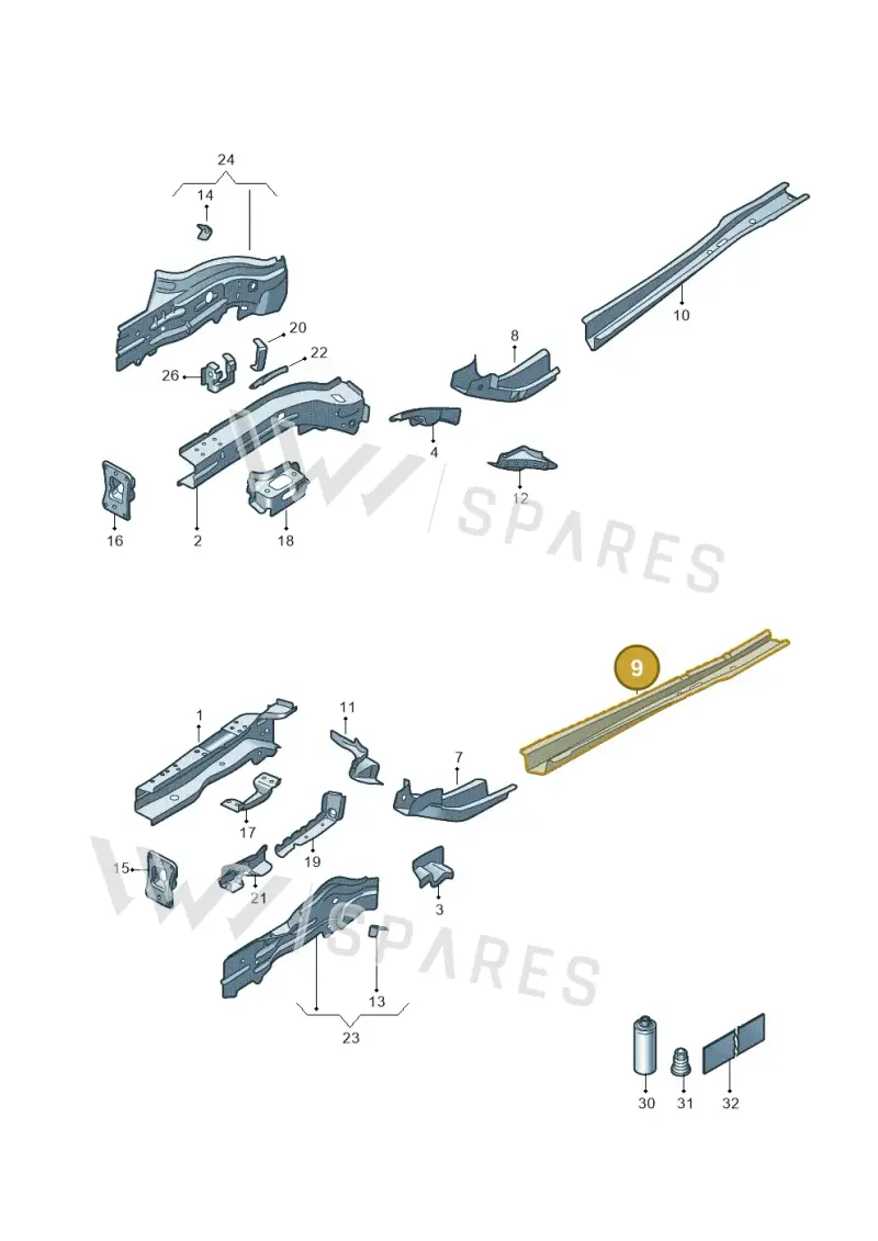 5Q0804455 — Volkswagen Golf 2.0 BlueMotion (2019-2024) diagram 5h0803000, position 9