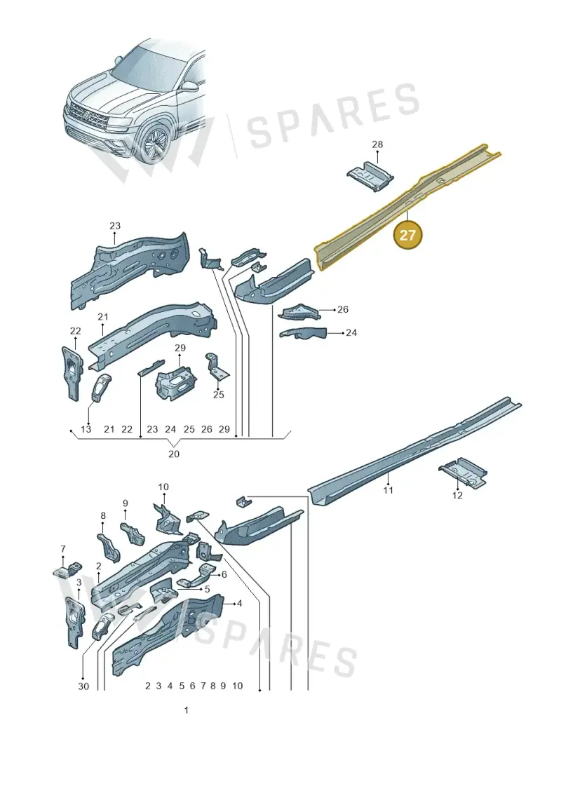 5Q0804456H — Volkswagen Atlas Cross Sport (2023-) diagram 829803000, position 27