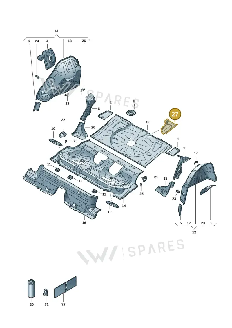 5Q0804509B — Volkswagen Golf 2.0 BlueMotion (2019-2024) diagram 5h0803018, position 27