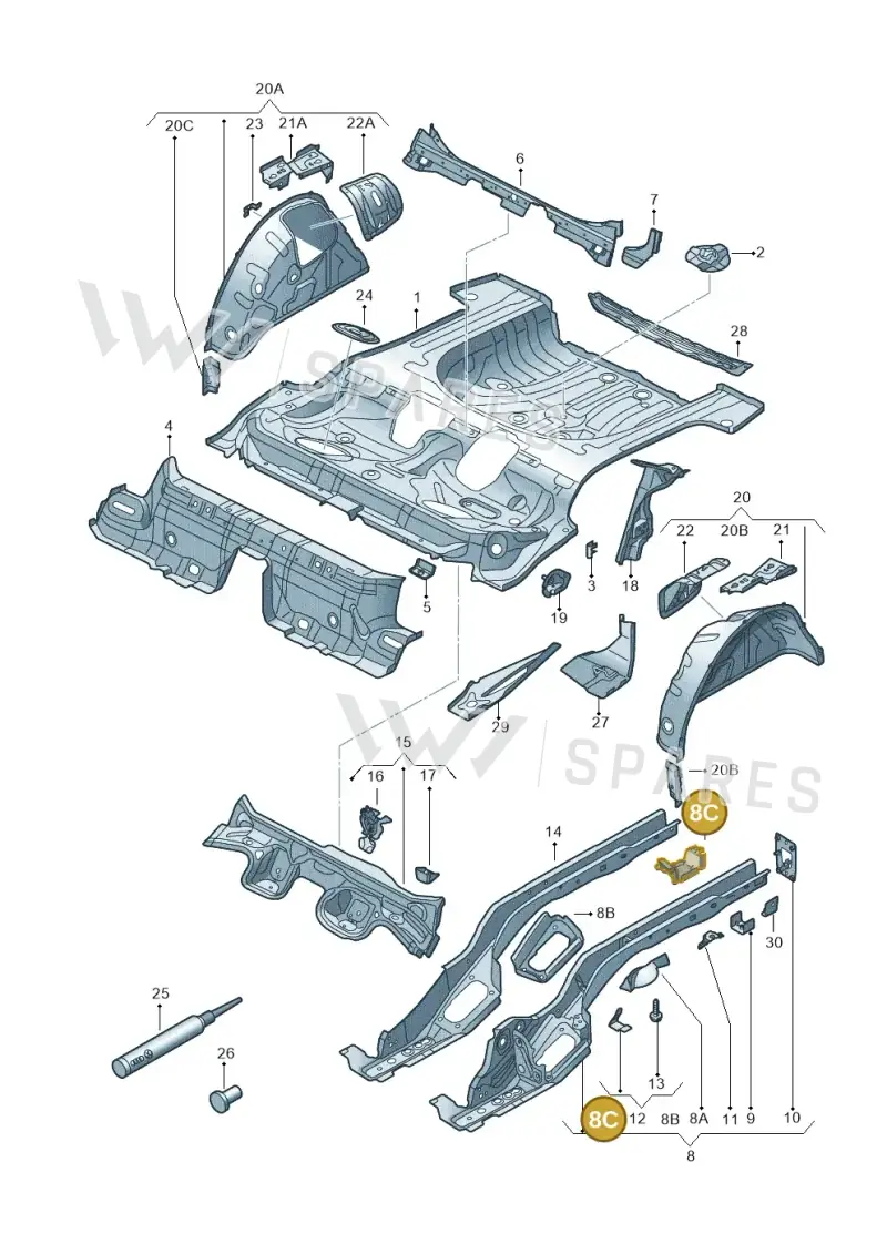 5Q0804795 — Volkswagen Golf 2.0 (2016-2020) diagram 745803100, position 8C
