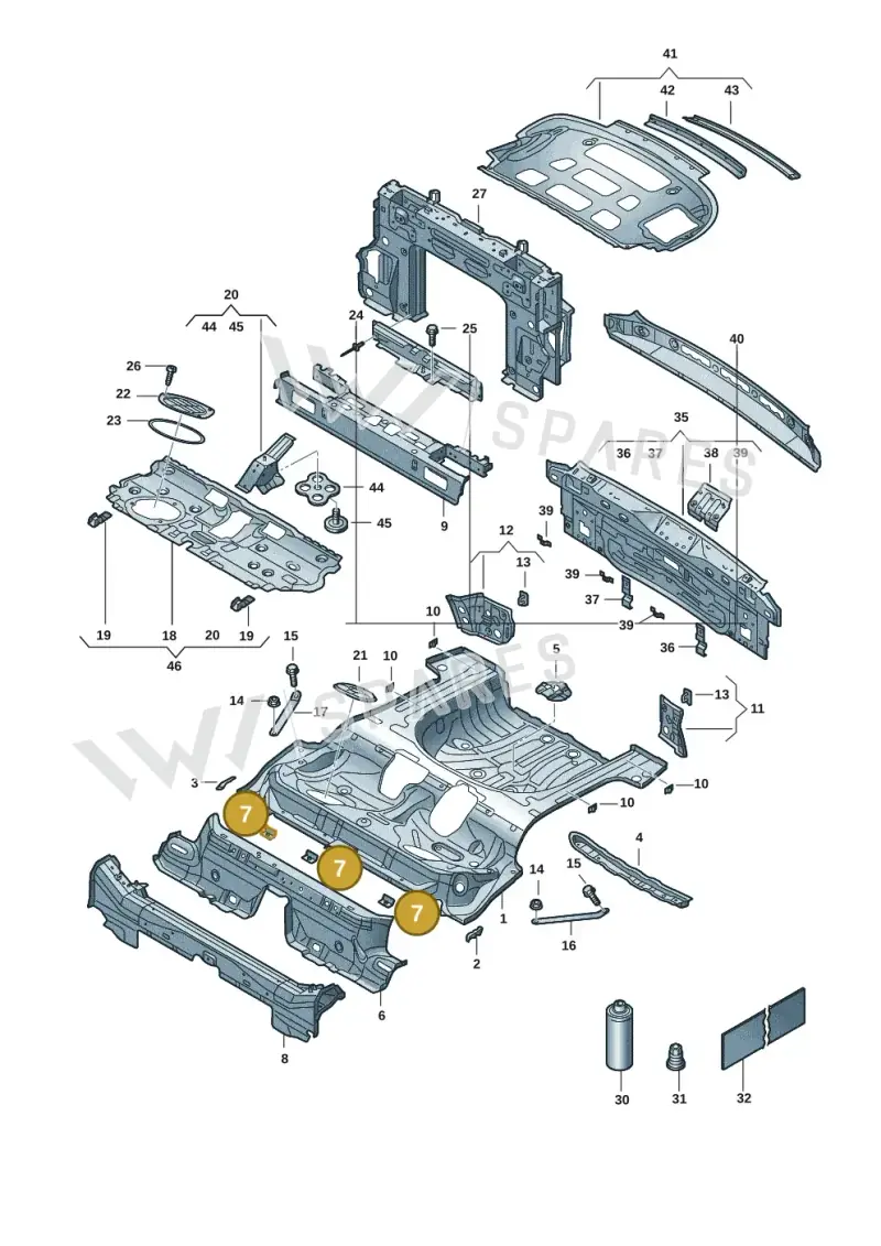 5Q0804866 — Volkswagen T-Roc convertible 1.5 (2019-2024) diagram 2gk803020, position 7