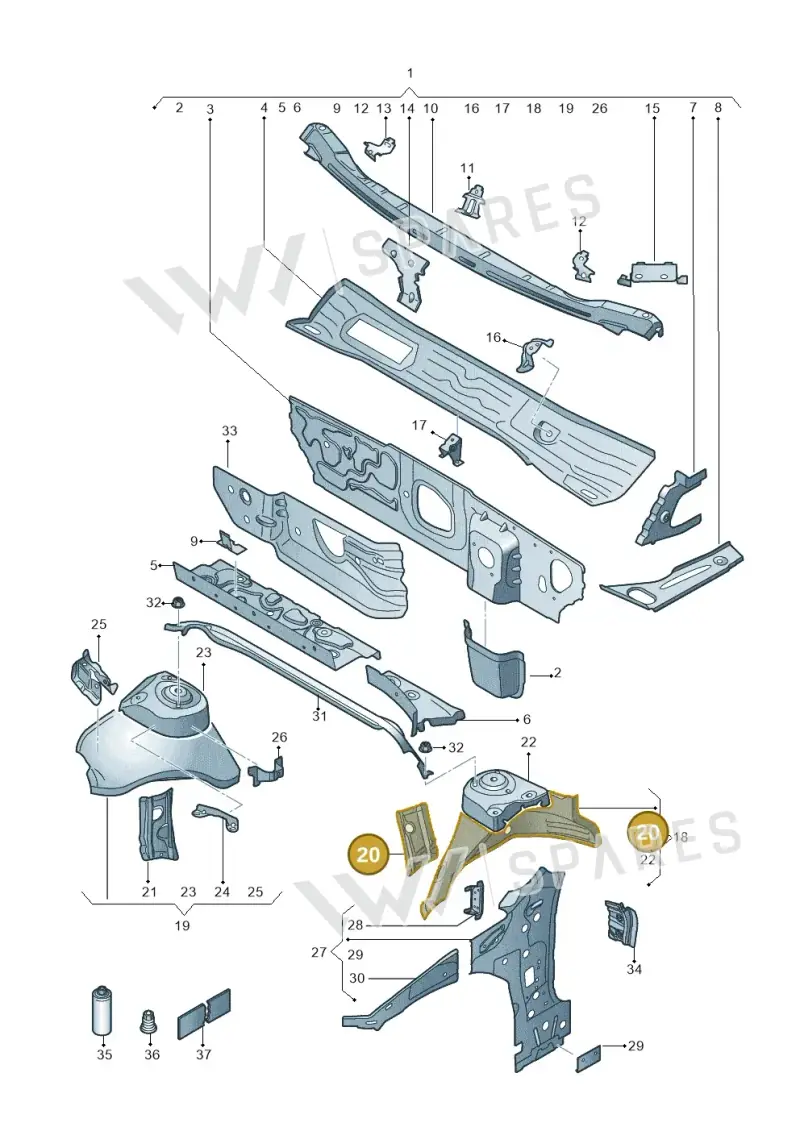 5Q0805077A — Volkswagen Arteon (2017-2023) diagram 828805050, position 20