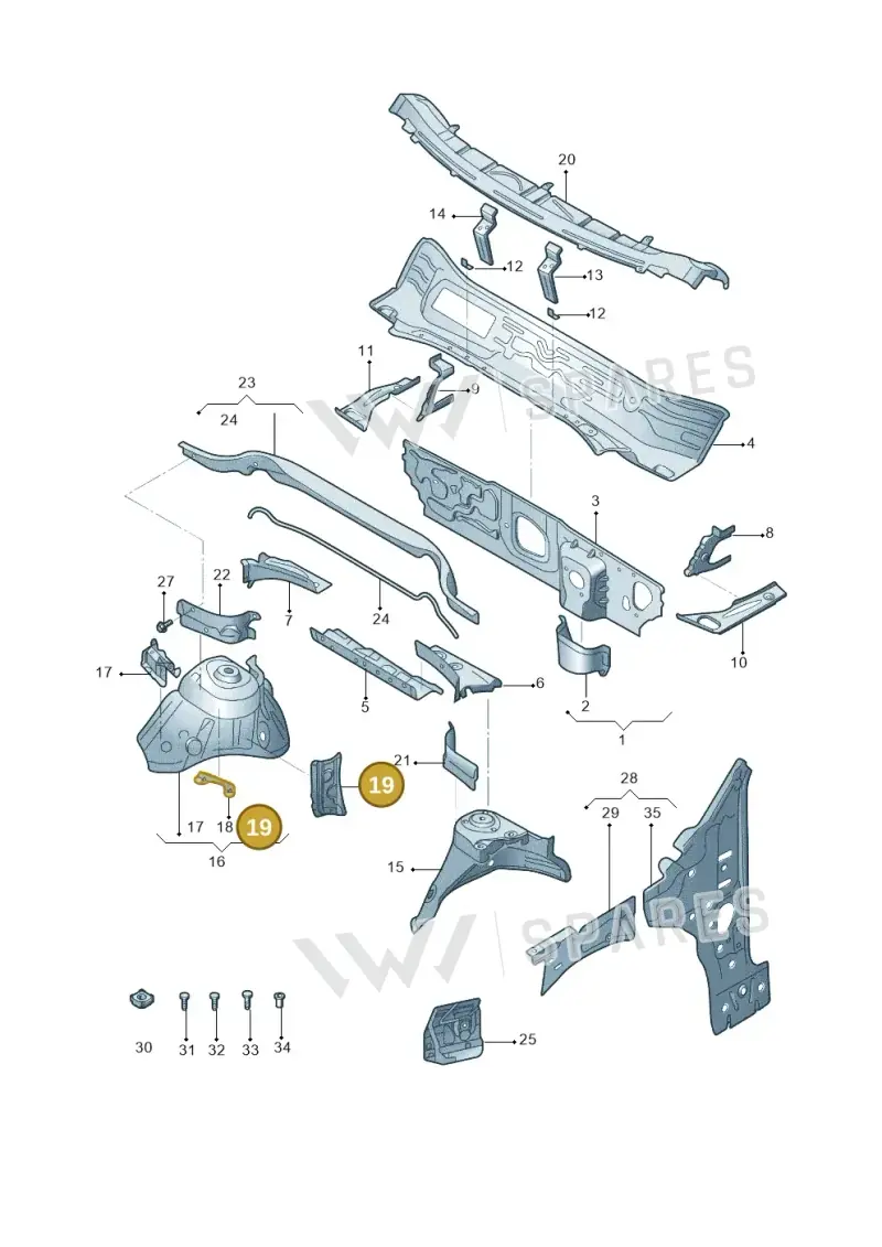 5Q0805077D — Volkswagen Taos 1.4 (2020-2024) diagram 588805500, position 19