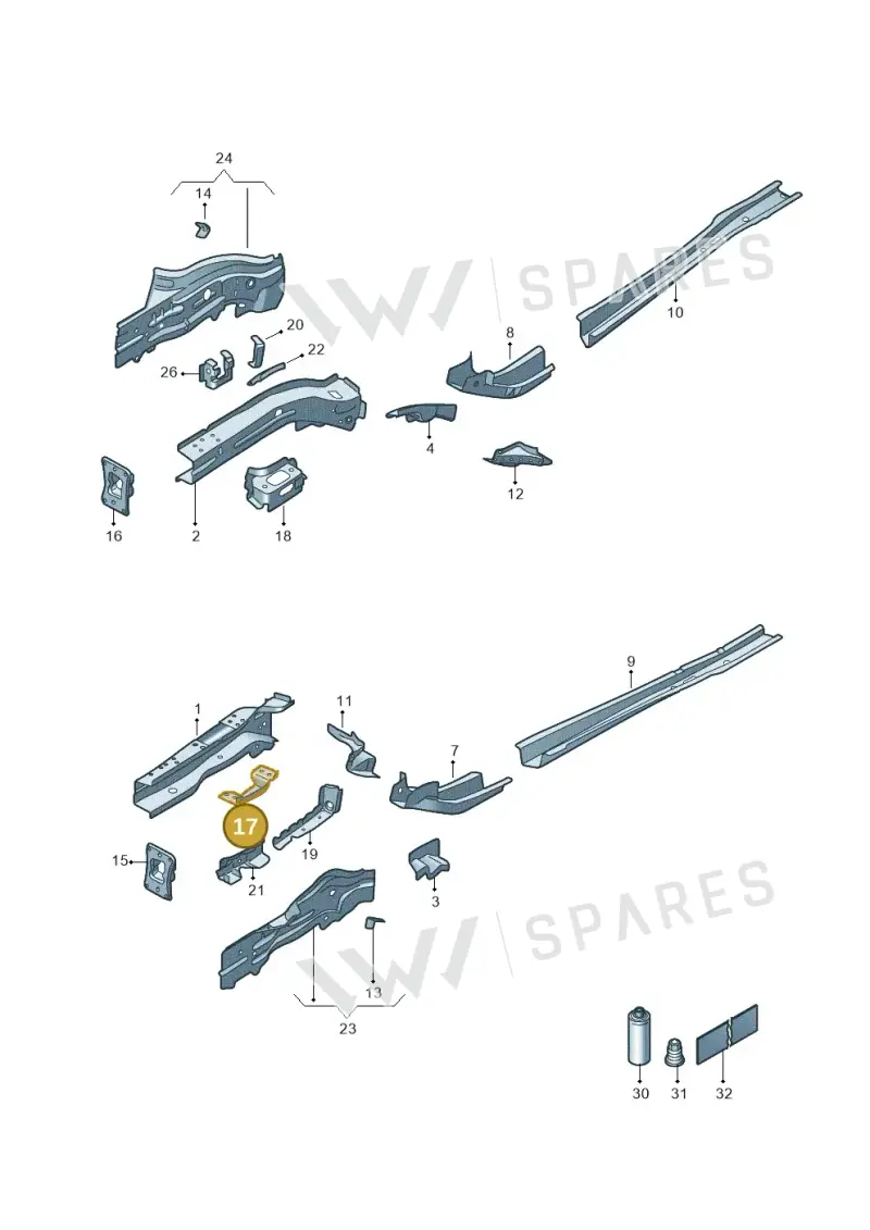 5Q0810811 — Volkswagen Golf 2.0 BlueMotion (2019-2024) diagram 5h0803000, position 17