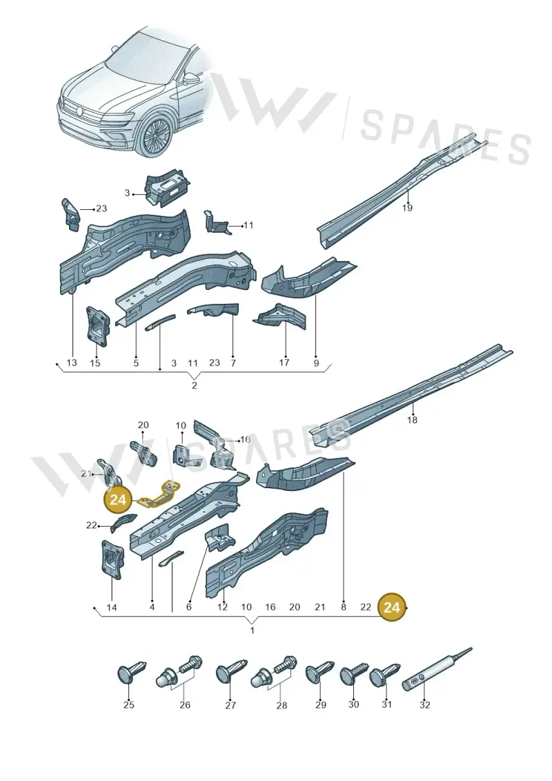 5Q0810811 — Volkswagen Tiguan 2.0 4Motion (2017-2024) diagram 884803000, position 24