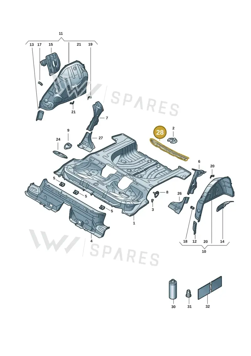 5Q0813528 — Volkswagen Golf 2.0 BlueMotion (2019-2024) diagram 5h0803015, position 28