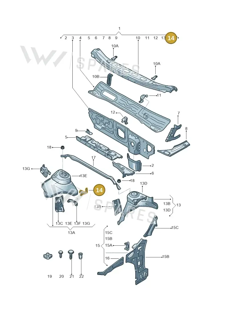 5Q0823402 — Volkswagen Golf 1.6 (2015-2019) diagram 867805500, position 14
