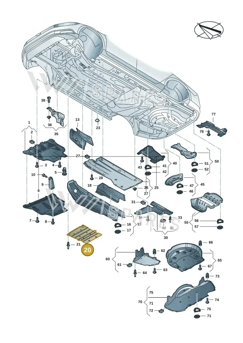 5Q0825230K — Volkswagen Passat estate (2023-) diagram 3j0825000, position 20