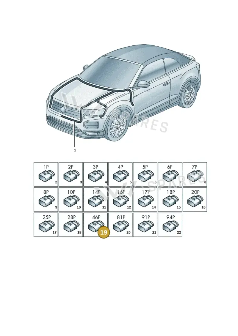 5Q0937702A — Volkswagen T-Roc Cabriolet (2019-2025) diagram 2gk971080, position 19