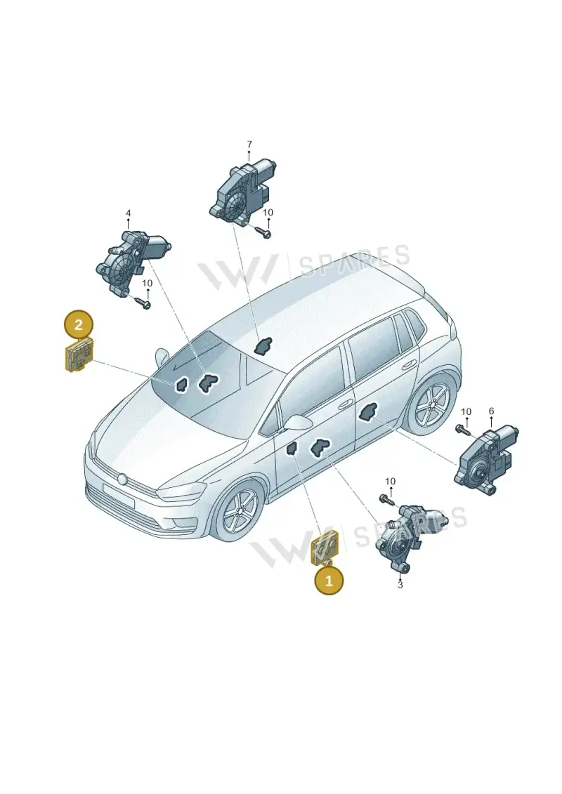 5Q0959592D — Volkswagen Golf Sportsvan (2014-2020) diagram 780959100, position 1+2