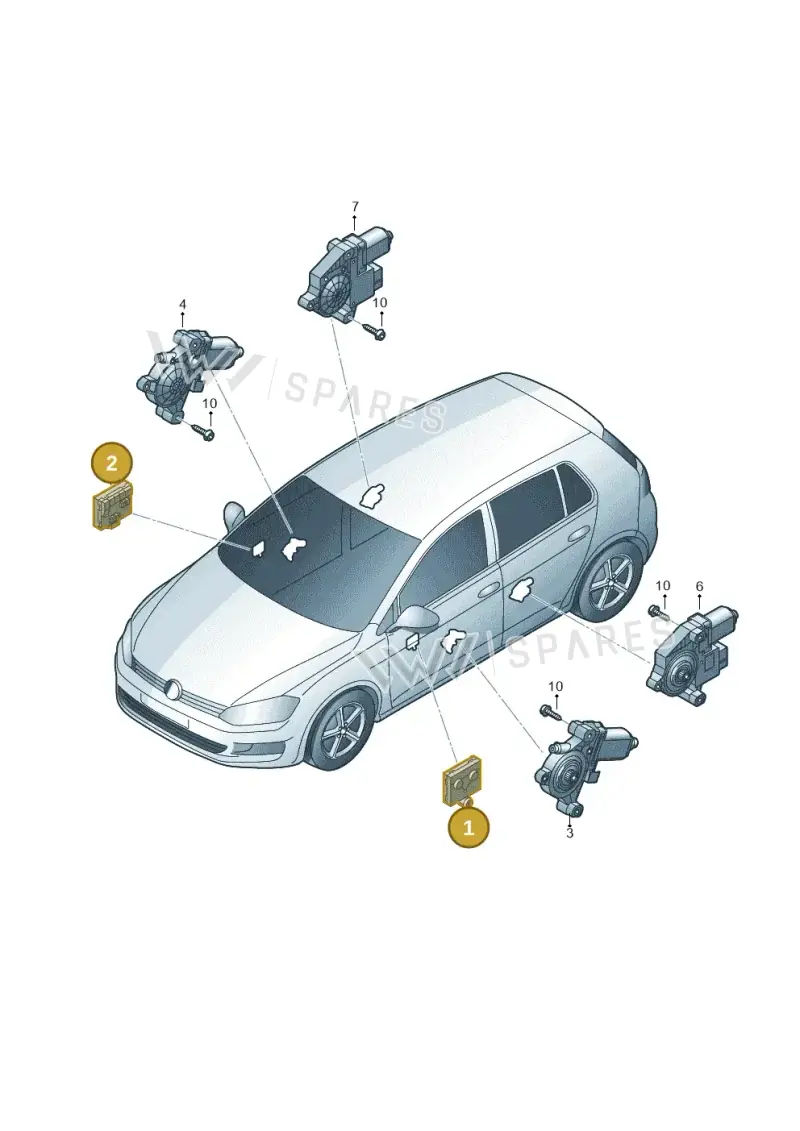5Q0959593D — Volkswagen e-Golf (2014-2021) diagram 746959100, position 1+2