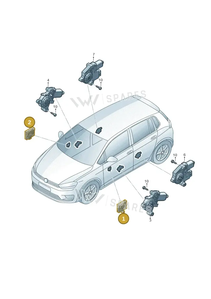 5Q0959593D — Volkswagen Golf Sportsvan (2014-2020) diagram 780959100, position 1+2