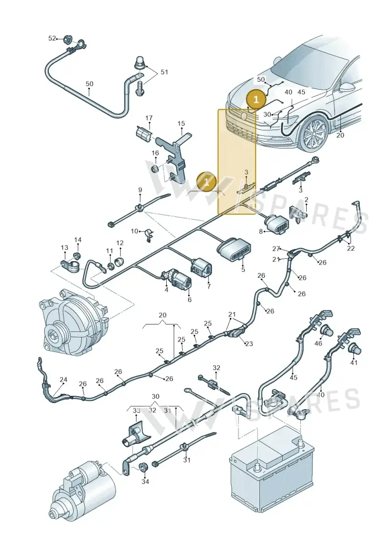 5Q0971230DP — Volkswagen Passat saloon (2014-2024) diagram 793971650, position 1