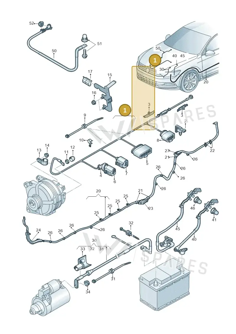5Q0971230GP — Volkswagen Passat saloon (2014-2024) diagram 793971650, position 1