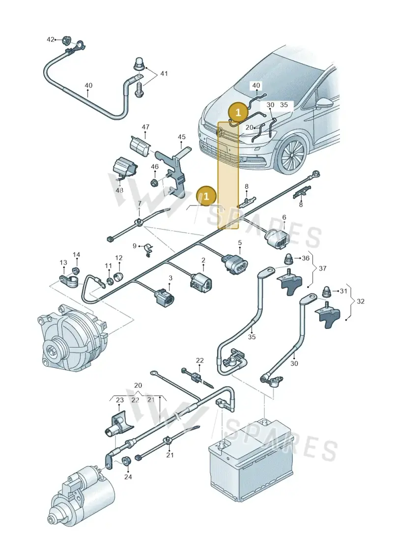 5Q0971230PD — Volkswagen Touran 2,0 BlueMotion (2015-2024) diagram 869971010, position 1