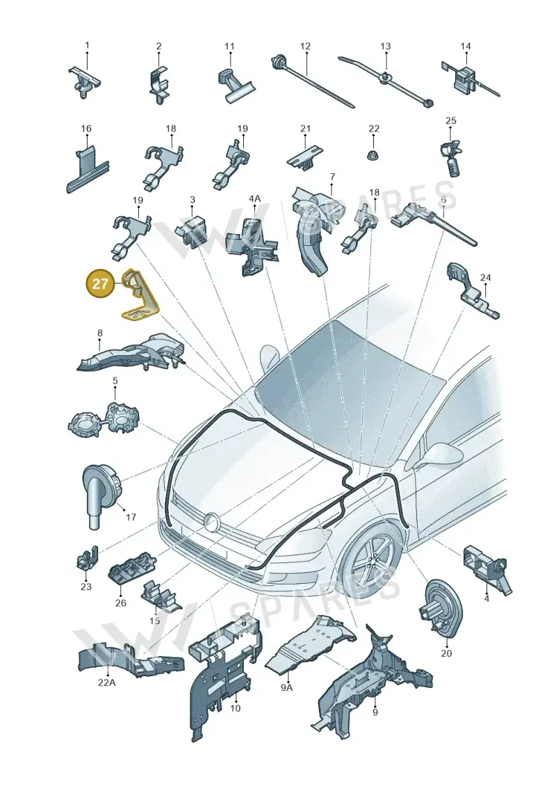 5Q0971842A — Volkswagen Golf 2.0 (2016-2020) diagram 746971870, position 27