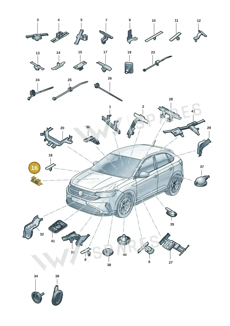 5Q0971848 — Volkswagen Taigo (2021-2024) diagram 2f0971083, position 16