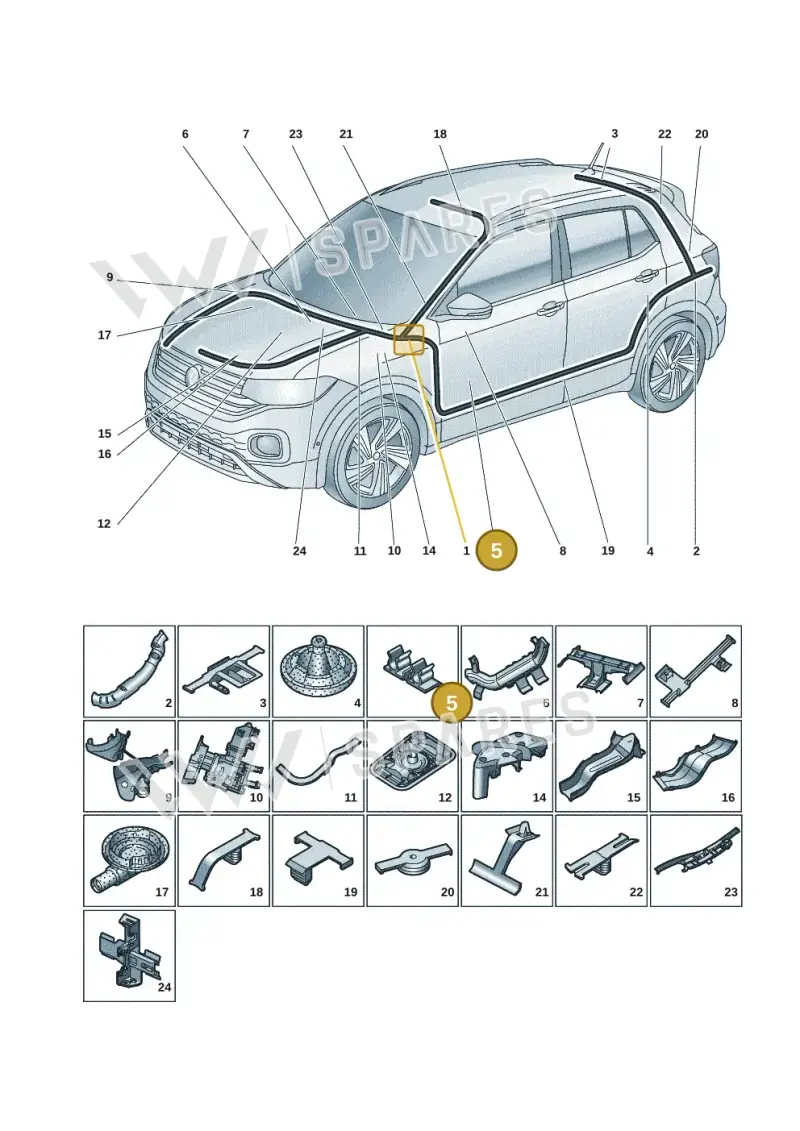5Q0971848 — Volkswagen T-Cross 1,0 (2018-2024) diagram 587971082, position 5