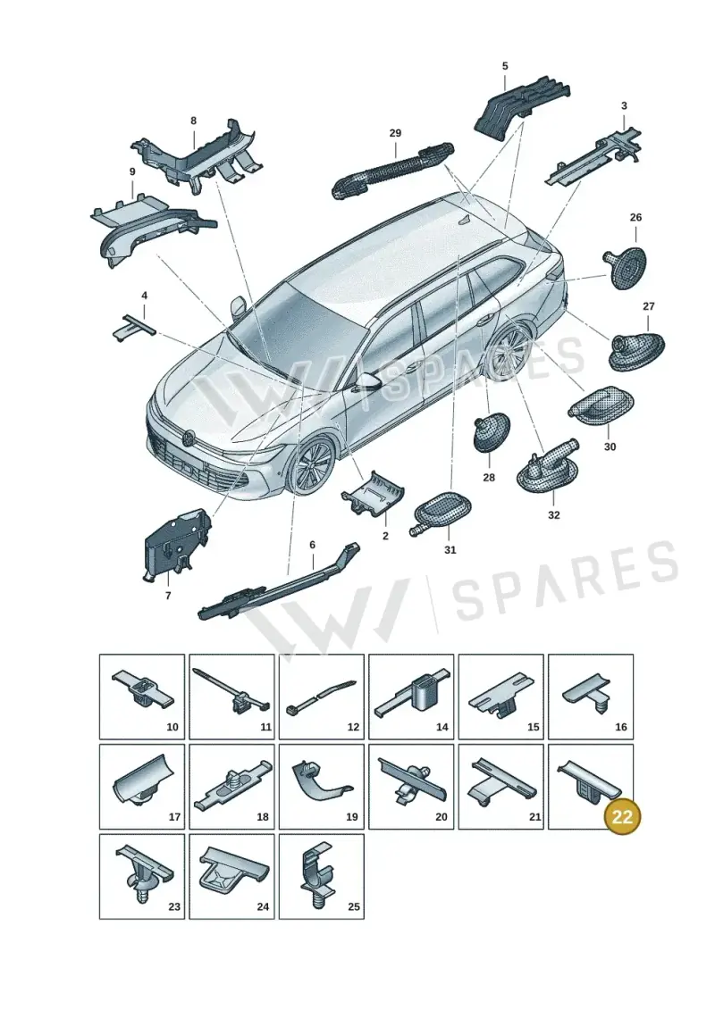 5Q0971848A — Volkswagen Passat estate (2023-) diagram 3j0972001, position 22