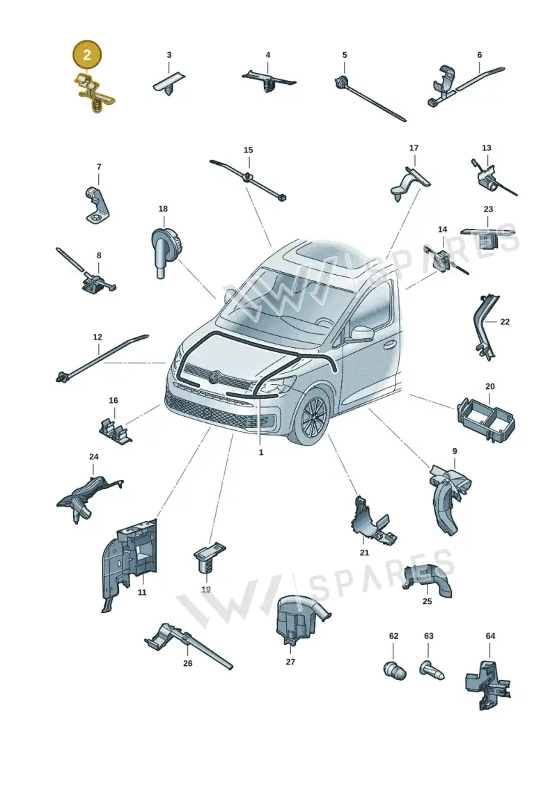 5Q0971848B — Volkswagen Caddy Maxi Kombi (2020-2024) diagram 2ka971081, position 2