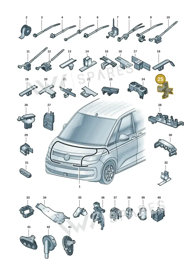 5Q0971890E — Volkswagen Multivan (2021-) diagram 7t0971801, position 25