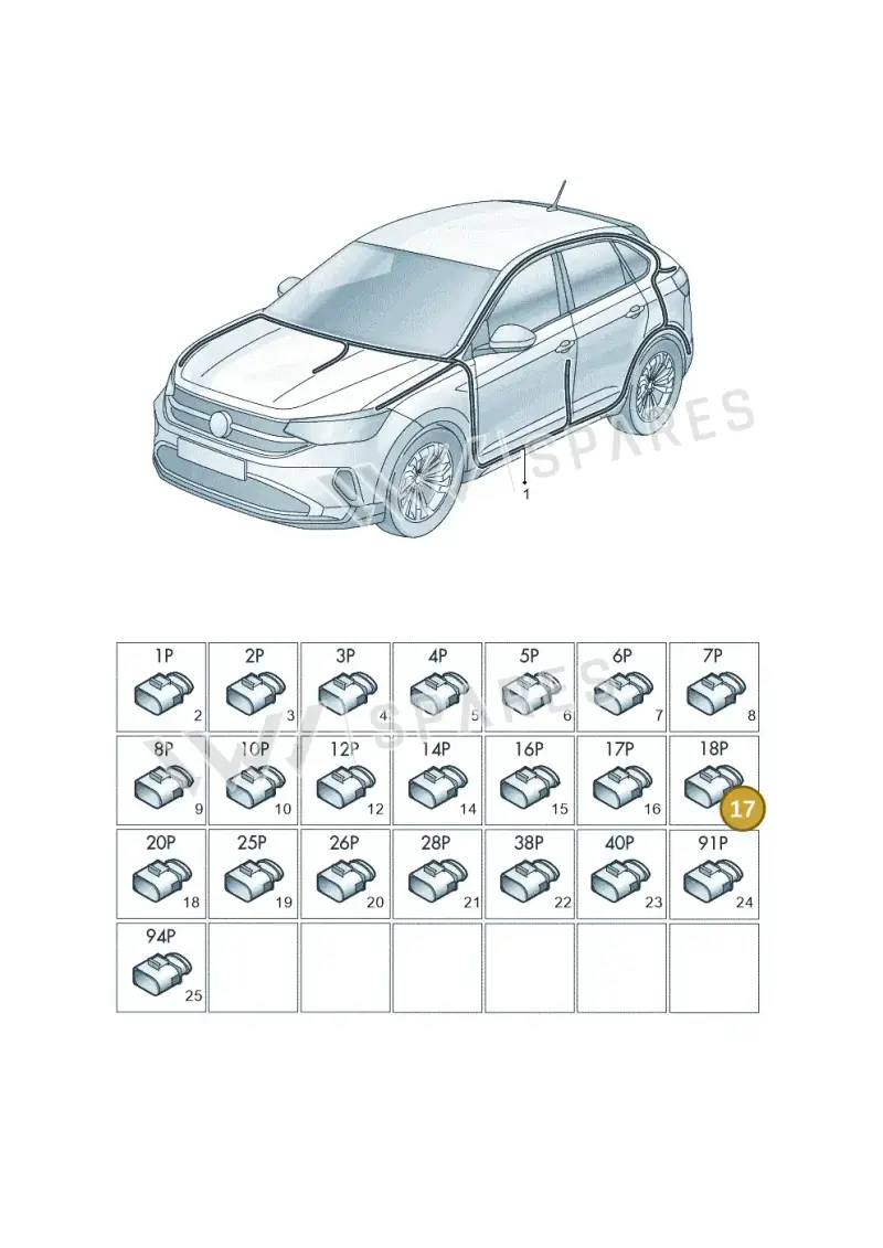5Q0972718 — Volkswagen Taigo (2021-2025) diagram 2f0971081, position 17