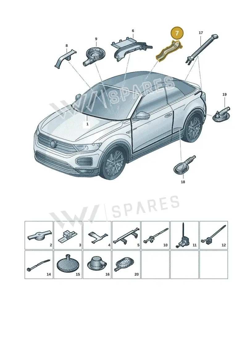 5Q1971815B — Volkswagen T-Roc convertible 1.5 (2019-2024) diagram 2gk971082, position 7