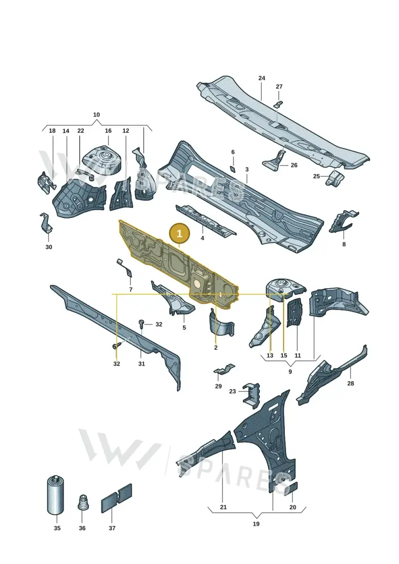5Q2803155E — Volkswagen Caddy Maxi Kombi (2020-2024) diagram 2ka803010, position 1