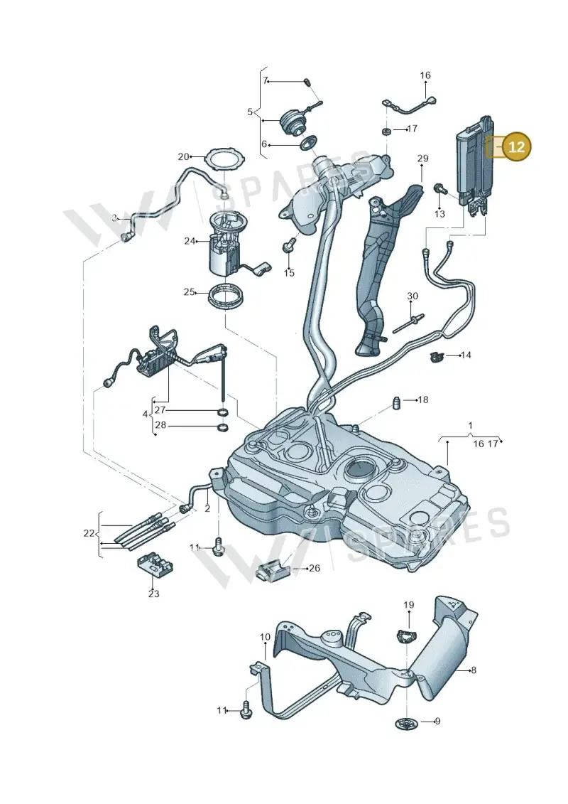 5QA201801 — Volkswagen Tiguan 2.0 4Motion (2017-2024) diagram 833201005, position 12