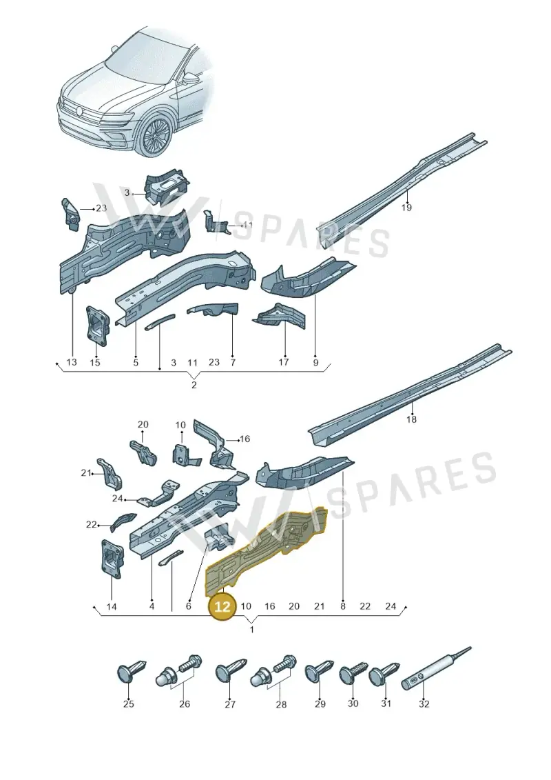 5QA804105 — Volkswagen Tiguan 2.0 4Motion (2017-2024) diagram 884803000, position 12