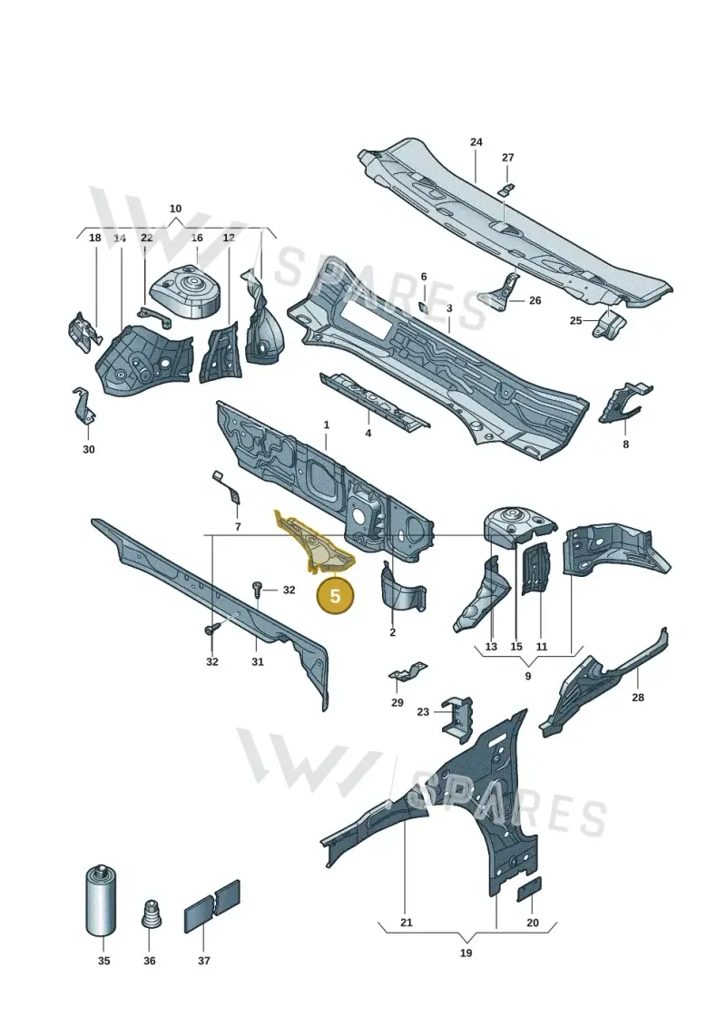 5QA805397 — Volkswagen Caddy Maxi Kombi (2020-2024) diagram 2ka803010, position 5