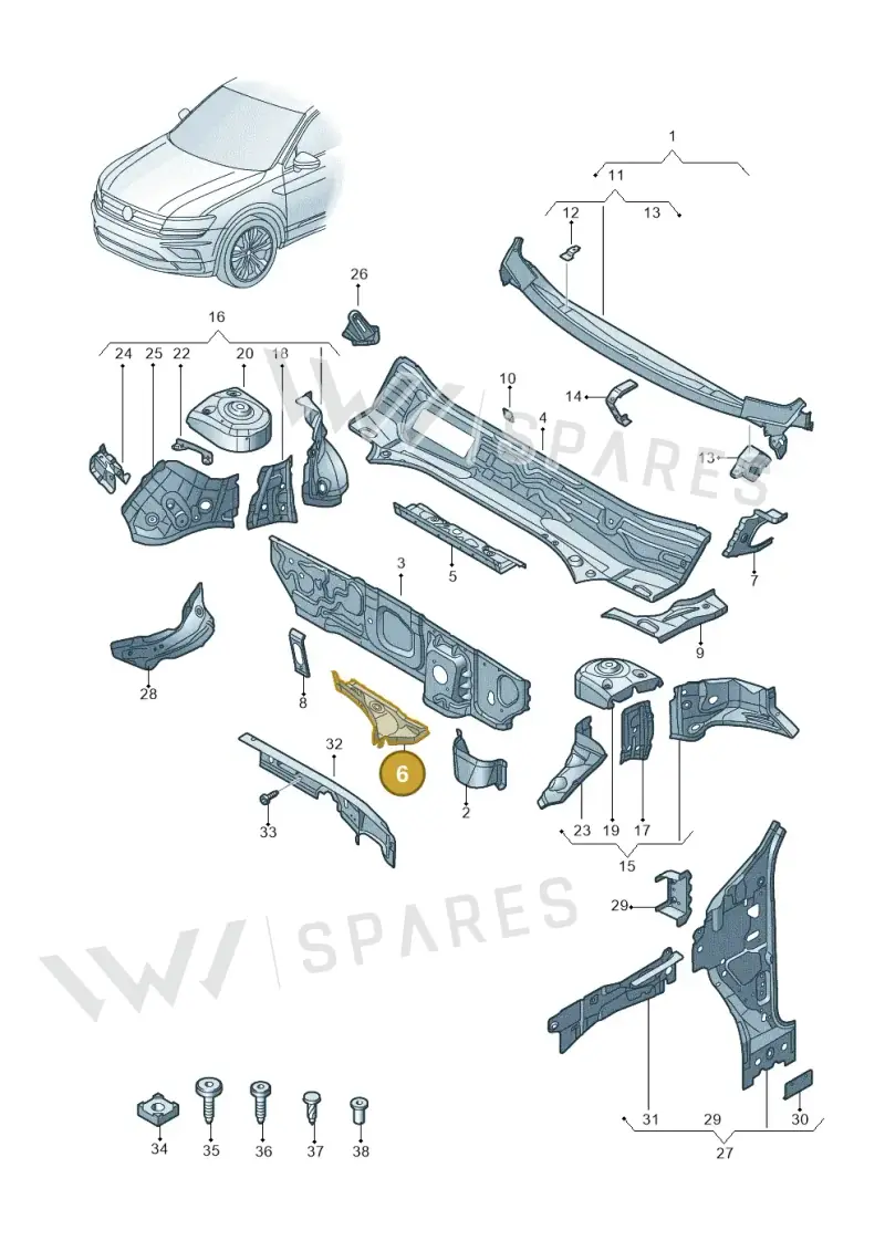 5QA805397 — Volkswagen Tiguan 2.0 4Motion (2017-2024) diagram 884805500, position 6